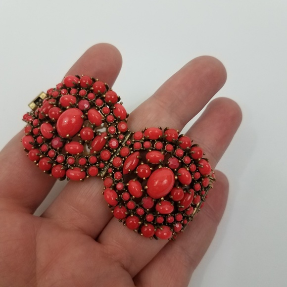 Stella & Dot Pink Bracelet Gold Tone Cuff Chunky - Picture 2 of 8